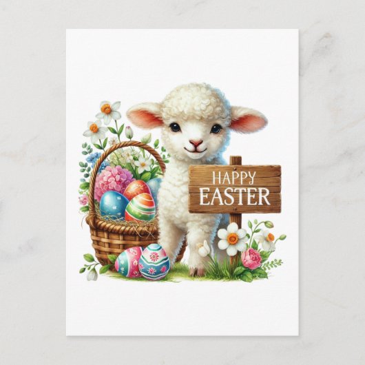 Schattige Happy Easter lamb Feestdagenkaart (Voorkant)