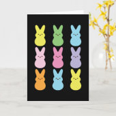 Schattige Happy Easter Marshmallow Konijnen Kinder Kaart (Gele Bloem)