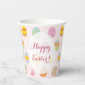Schattige Happy Easter Painted Egg Pattern Pink Papieren Bekers (Voorkant)