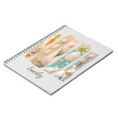 Schattige Happy Easter Pink Gold Blue Vertical Notitieboek (Linkerzijde)