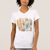 Schattige Happy Easter Pink Gold Blue Vertical T-shirt (Voorkant)