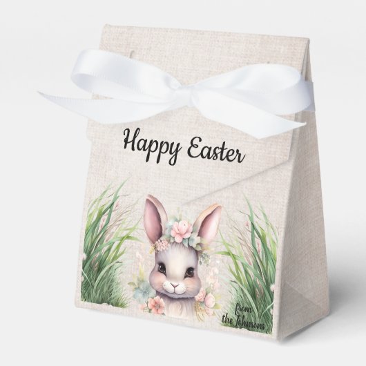 Schattige Happy Easter Waterverf Bunny Bedankdoosjes (Voorkant Zijde)