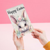 Schattige Happy Easter Waterverf Bunny Feestdagen Kaart