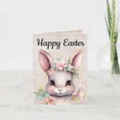 Schattige Happy Easter Waterverf Bunny Feestdagen Kaart (Voorkant)