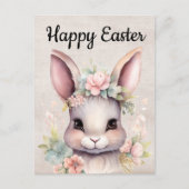 Schattige Happy Easter Waterverf Bunny Feestdagenkaart (Voorkant)