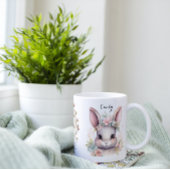 Schattige Happy Easter Waterverf Bunny Tweekleurige Koffiemok