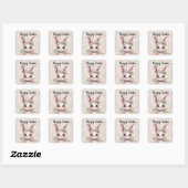 Schattige Happy Easter Waterverf Bunny Vierkante Sticker (Vel)