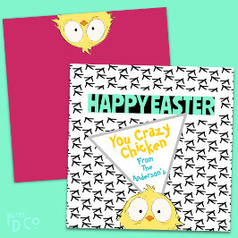 Schattige "Happy Easter You Crazy Chicken" | Easte Feestdagenkaart
