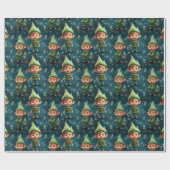 Schattige Happy Elf kerstpatroon Cadeaupapier (Vlak)