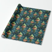 Schattige Happy Elf kerstpatroon Cadeaupapier (Uitgerold)
