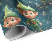 Schattige Happy Elf kerstpatroon Cadeaupapier (Rol Hoek)