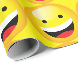 Schattige Happy Emoji Lachend Gezicht Feesttijdsym Cadeaupapier