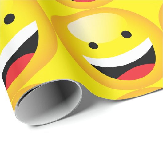 Schattige Happy Emoji Lachend Gezicht Feesttijdsym Cadeaupapier (Rol Hoek)