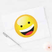 Schattige Happy Emoji Lachend Gezicht Feesttijdsym Ronde Sticker (Envelop)