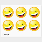 Schattige Happy Emoji Lachend Gezicht Feesttijdsym Ronde Sticker (Vel)