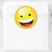 Schattige Happy Emoji Lachend Gezicht Feesttijdsym Ronde Sticker (Tas)