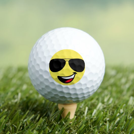 Schattige Happy Face & Aviator bril, Leuk Golfballen (Insitu Shirt)
