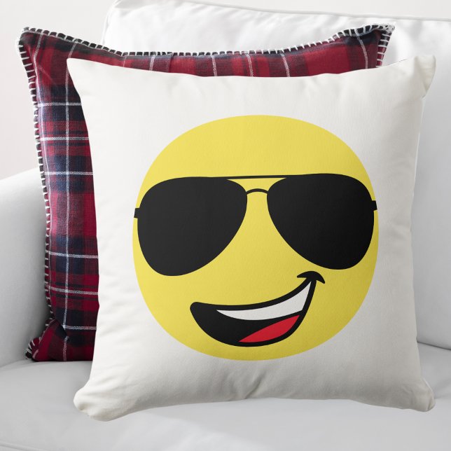 Schattige Happy Face & Aviator bril, Leuk Kussen (Creator heeft geüpload)