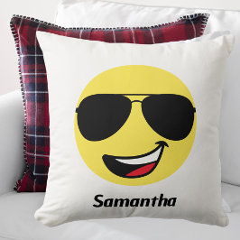 Schattige Happy Face & Aviator bril, Leuk Kussen