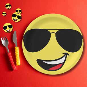 Schattige Happy Face & Aviator bril, Leuk Papieren Bordje