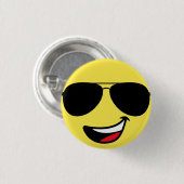 Schattige Happy Face & Aviator bril, Leuk Ronde Button 3,2 Cm (Voorkant /achterkant)