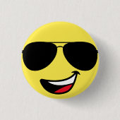Schattige Happy Face & Aviator bril, Leuk Ronde Button 3,2 Cm (Voorkant)