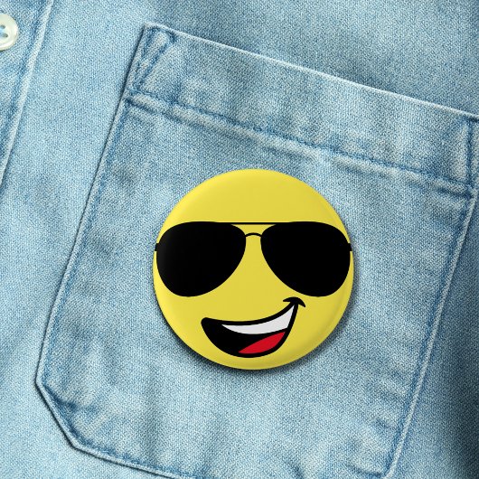 Schattige Happy Face & Aviator bril, Leuk Ronde Button 3,2 Cm