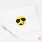 Schattige Happy Face & Aviator bril, Leuk Ronde Sticker (Envelop)