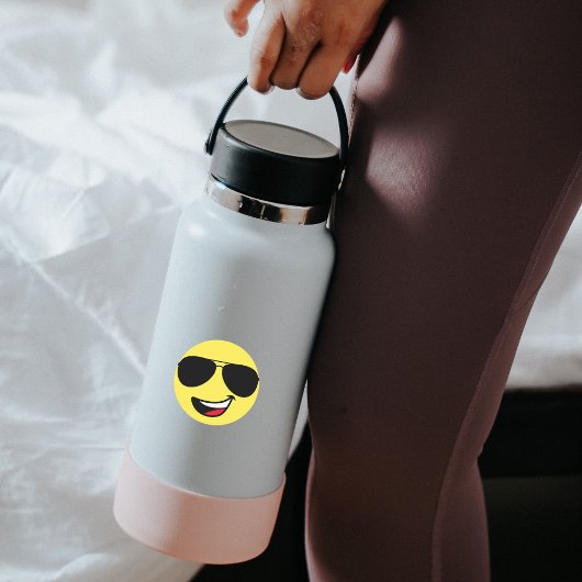 Schattige Happy Face & Aviator bril, Leuk Ronde Sticker