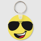 Schattige Happy Face & Aviator bril, Leuk Sleutelhanger (Voorkant)