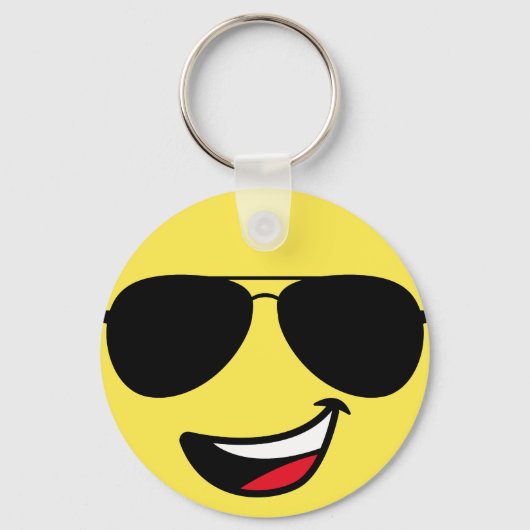 Schattige Happy Face & Aviator bril, Leuk Sleutelhanger (Achterkant)
