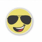 Schattige Happy Face & Aviator bril, Leuk Sticker (Voorkant)