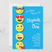 Schattige Happy Face Kinder 1e verjaardag Kaart (Voorkant)