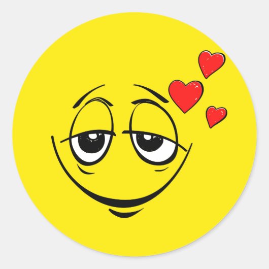 Schattige Happy Face Love Emoji Ronde Sticker (Voorkant)