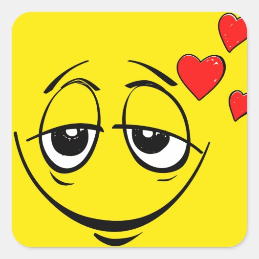 Schattige Happy Face Love Emoji Vierkante Sticker (Voorkant)
