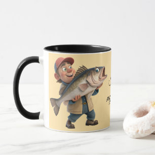 Schattige/Happy Fisherman w/a Big Fish Magic Coffe Mok