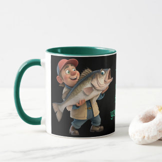 Schattige/Happy Fisherman w/a Big Fish Magic Coffe Mok