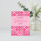 Schattige Happy Galentine’s Day Roze Hart en Bloem Briefkaart (Staand voorkant)