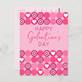 Schattige Happy Galentine’s Day Roze Hart en Bloem Briefkaart (Voorkant / Achterkant)