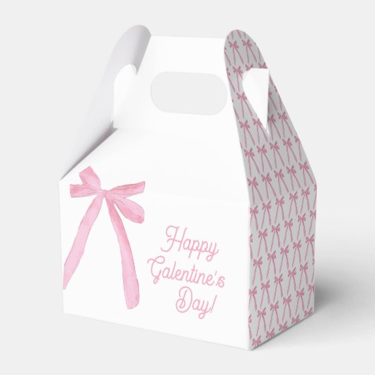 Schattige Happy Galentine's Day Pink Ribbons Bows Bedankdoosjes (Voorkant Zijde)