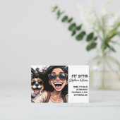 Schattige Happy Girl Pet Sitter Dog Walker Visitekaartje (Staand voorkant)