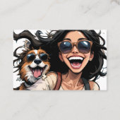 Schattige Happy Girl Pet Sitter Dog Walker Visitekaartje (Achterkant)