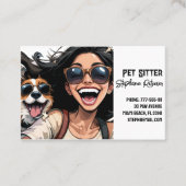 Schattige Happy Girl Pet Sitter Dog Walker Visitekaartje (Voorkant)