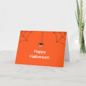 Schattige Happy Halloween Hangende Spin met Web Kaart (Voorkant)
