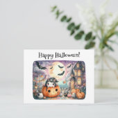 Schattige Happy Halloween Kawaii Briefkaart (Staand voorkant)