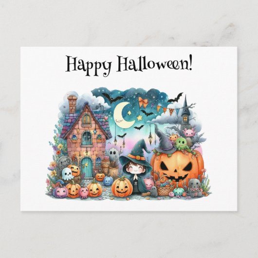Schattige Happy Halloween Kawaii Briefkaart (Voorkant)