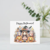 Schattige Happy Halloween Kawaii Briefkaart (Staand voorkant)