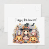 Schattige Happy Halloween Kawaii Briefkaart (Voorkant / Achterkant)