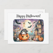 Schattige Happy Halloween Kawaii Briefkaart (Voorkant / Achterkant)