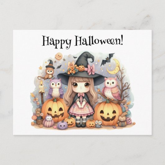 Schattige Happy Halloween Kawaii Briefkaart (Voorkant)